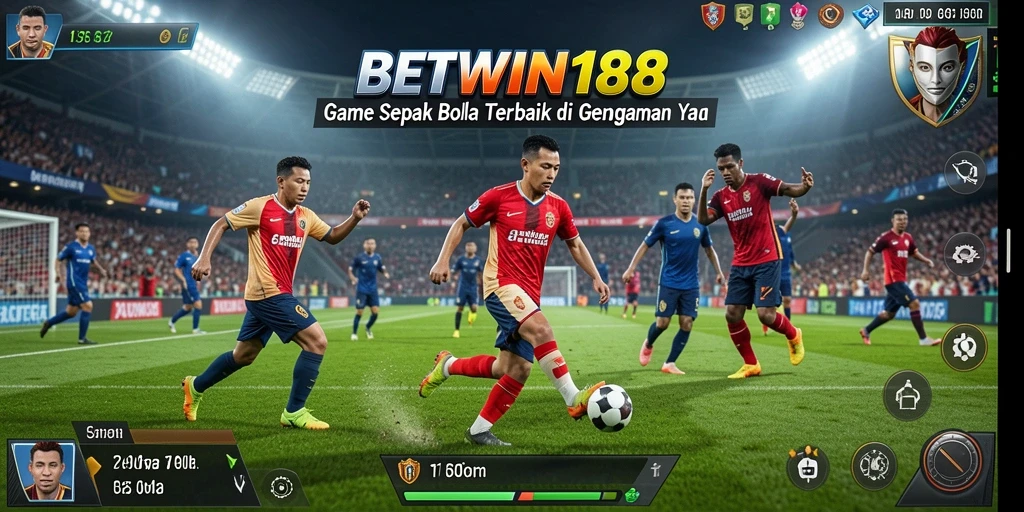 Tampilan utama gameplay <strong>BETWIN188</strong> menampilkan aksi sepak bola yang mendebarkan.