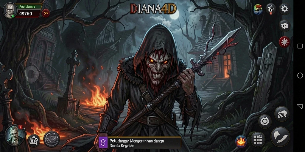 Gameplay menegangkan DIANA4D dengan suasana yang mencekam.