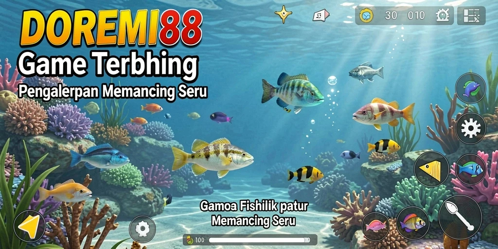 Screenshot gameplay DOREMI88 menampilkan aksi memancing yang seru dan grafik yang menarik.