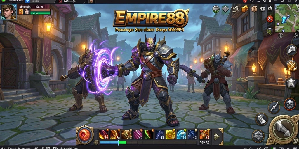 Gameplay EMPIRE88 yang menampilkan aksi MMORPG seru dan dinamis.