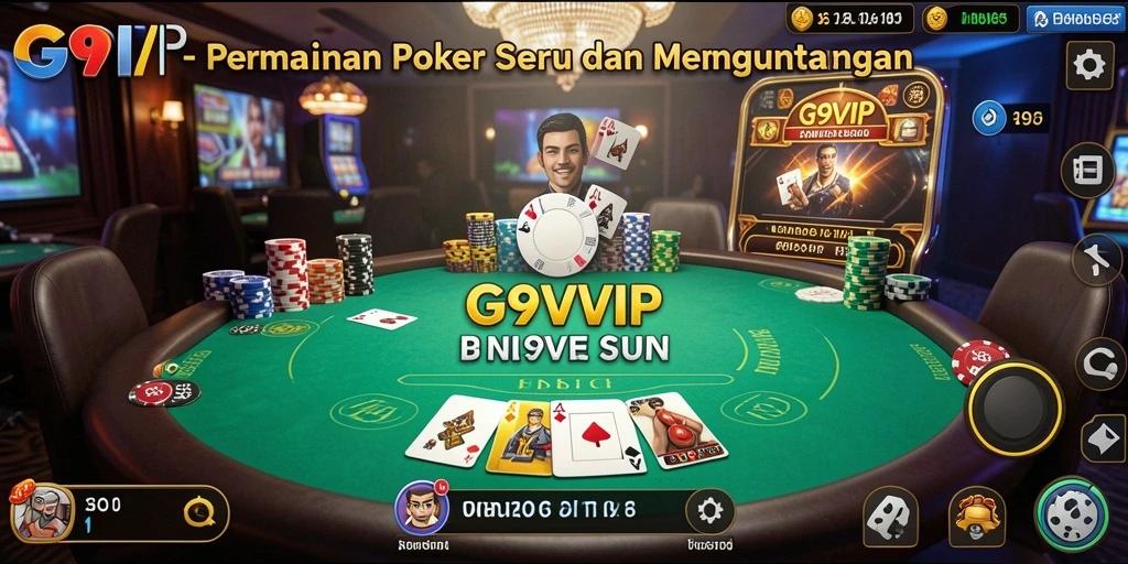 Tampilan gameplay Poker yang mendebarkan di G9VIP.