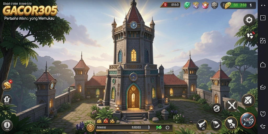 Gameplay seru GACOR305 menampilkan menara pertahanan dalam aksi.