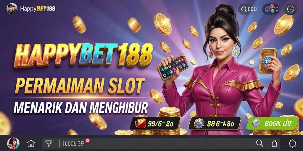 Screenshot gameplay <strong>HAPPYBET188</strong> menampilkan tema Slot yang menarik dan animasi yang mengasyikkan.