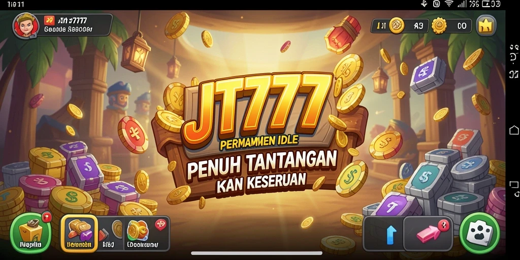 Screenshot gameplay JT777 menunjukkan karakter yang sedang mengumpulkan sumber daya.