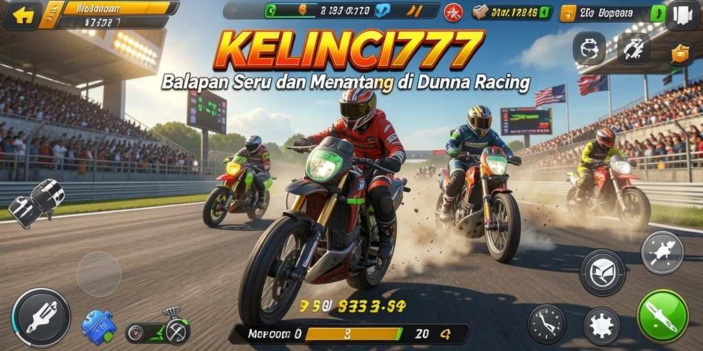Gameplay Racing KELINCI777 menunjukkan aksi balapan yang mendebarkan.