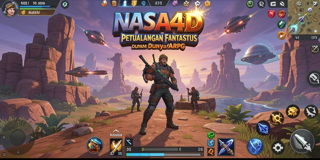 Screeshot gameplay NASA4D dengan karakter bertarung melawan monster.