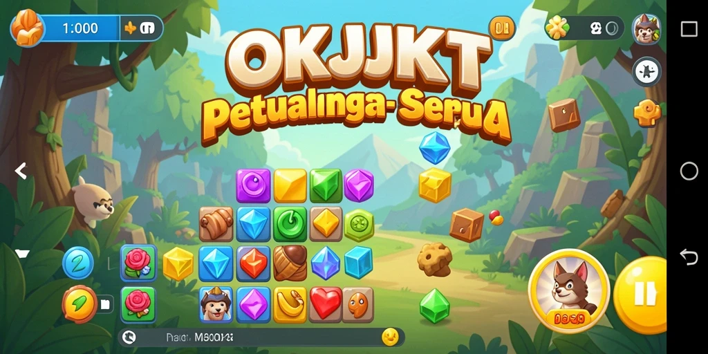 Tampilan gameplay seru OKJKT dengan elemen Match-3 yang menantang.