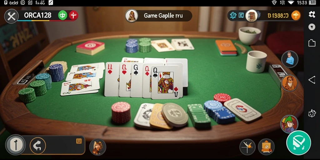 Screenshot gameplay ORCA128 menunjukkan keseruan bermain Gaple.