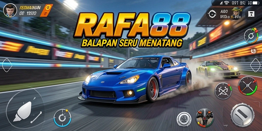 Tangkapan layar gameplay <strong>RAFA88</strong> menunjukkan aksi balapan yang mendebarkan dan visual yang memukau.