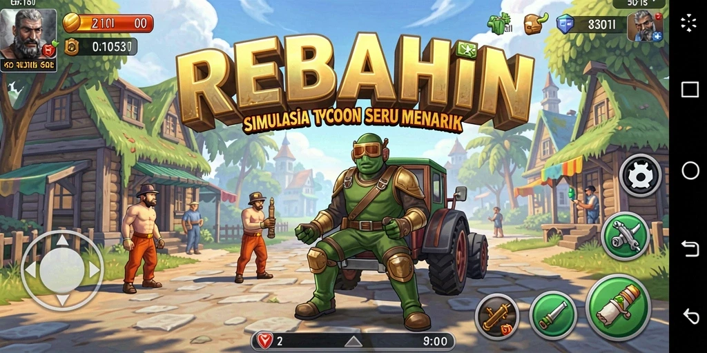 Tampilan gameplay menarik dari REBAHIN yang menunjukkan strategi bisnis.