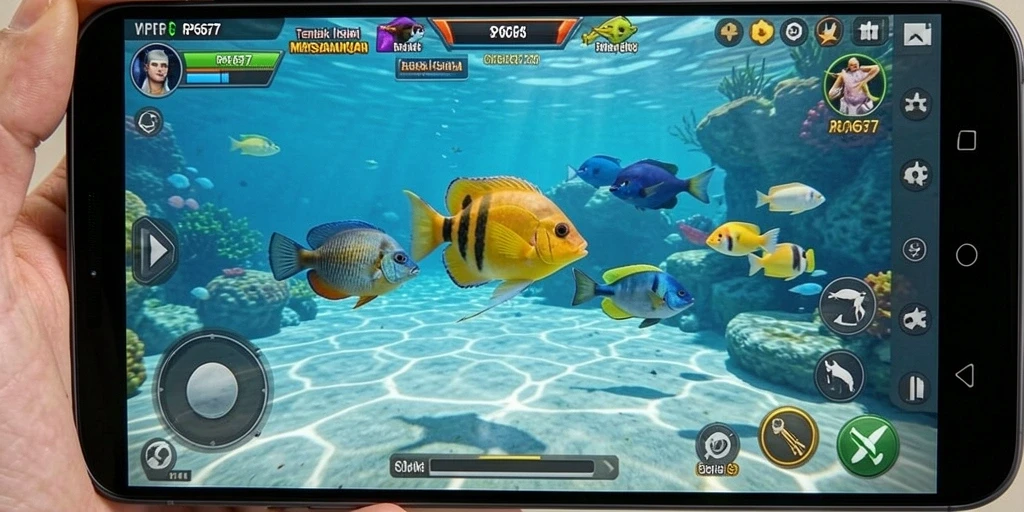 Tampilan gameplay menarik dari RP6677 saat berburu ikan.