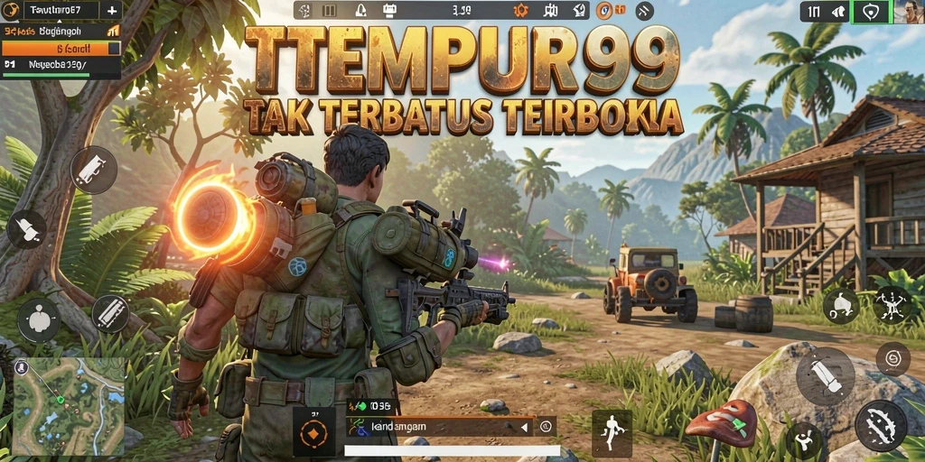 Screenshot utama TEMPUR99 menunjukkan keindahan dunia terbuka yang luas.